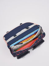 Boekentas Meisje 2 Compartimenten Cameleon Blauw vintage fantasy CA35-vue-porte