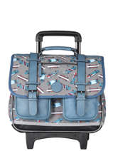 Cartable  Roulettes 2 Compartiments Cameleon Bleu vintage urban PBVBCR38