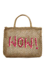 Sac Cabas "wow!" Format A4 Paille The jacksons Beige word bag S-WOW