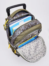 Sac  Dos  Roulettes Enfant 2 Compartiments Cameleon Vert actual IG1302-vue-porte
