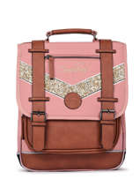 Sac  Dos Enfant 2 Compartiments Cameleon Rose vintage fantasy AM01260