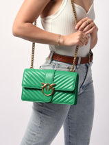 Sac Bandoulière Classic Love Bag Chevron Cuir Pinko Vert love bag quilt 1P22JP-vue-porte
