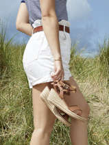 Sandalen met raffia sleehak uit leder-TOMMY HILFIGER