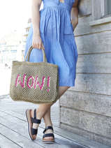 Sac Cabas "wow!" Format A4 Paille The jacksons Beige word bag S-WOW