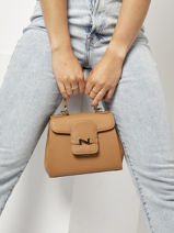 Cross Body Tas Mini Duras Leder Nathan baume Bruin ines 4-vue-porte