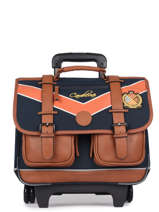 Boekentas Op Wieltjes Jongen 2 Compartimenten Cameleon Blauw vintage urban CR38