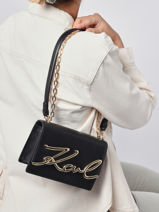 Sac Bandoulire K/signature Cuir Karl lagerfeld Noir k signature 225W3041-vue-porte