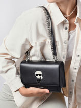 Sac Bandoulire K/ikonik Cuir Karl lagerfeld Noir k ikonic 205W3057-vue-porte