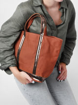 Le Cabas Moyen Paillettes Vanessa bruno Marron cabas 1V40413-vue-porte