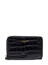 Portefeuille Cuir Lancaster Noir exotic croco 12