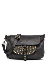 Cross Body Tas Dewashed Leder Milano Zwart dewashed DE22061