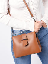 Sac Bandoulire Caviar Cuir Milano Marron caviar CA19112-vue-porte