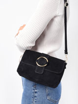 Sac Bandoulire Velvet Aspect Daim Milano Marron velvet VE22061-vue-porte
