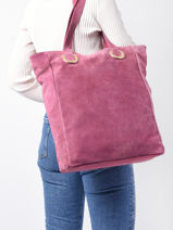 Sac Shopping Velvet Aspect Daim Milano Rose velvet VE21062-vue-porte