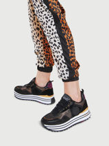 Sneakers Maxi Wonder 1 Uit Leder Liu jo Zwart women BF2095PX-vue-porte