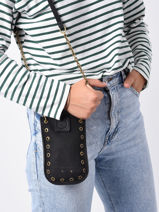 Telefoonzakje Zippy Sude Leder Vanessa bruno Zwart cabas cuir 42V42640-vue-porte