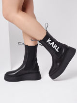 Chelsea Boots Zephyr Midi Gore En Cuir Karl lagerfeld Noir women KL42460-vue-porte