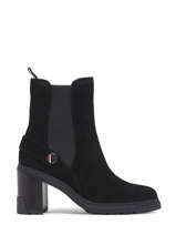 Enkellaarsjes Met Hak Uit Leder Tommy hilfiger Zwart women 6739BDS