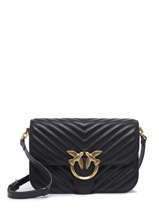 Sac Bandoulire Lady Love Chevron Cuir Pinko Noir love bag quilt 1P22UU