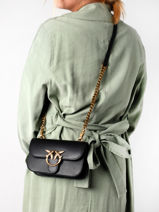 Sac Bandoulire Classic Love Baby Bell Cuir Pinko Noir love bag icon 1P22U0-vue-porte