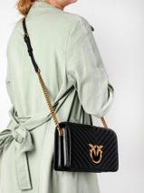 Cross Body Tas Classic Love Click Chevron Leder Pinko Zwart love bag quilt 1P22UQ-vue-porte