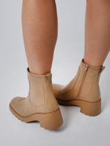 Bottines Link En Cuir Unisa Beige women LINK-vue-porte