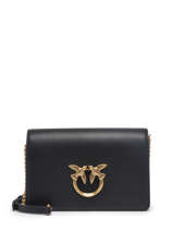 Sac Bandoulire Love Classic Click Cuir Pinko Noir love bag icon 1P22TH