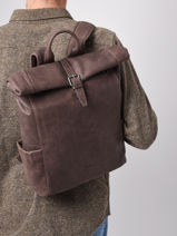 Rolltop Rugzak Spider 2 Compartimenten Leder Etrier spider ESPI8102-vue-porte