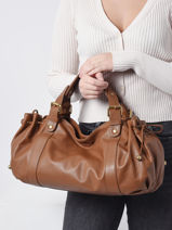 Sac 24h Icone Cuir Gerard darel Marron icone F410-vue-porte