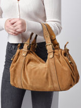 Schoudertas Folk Fluweel Gerard darel Bruin folk G407-vue-porte