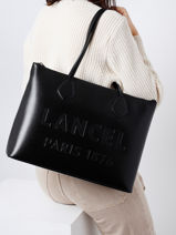 Sac Cabas Essential Tote Cuir Lancel Noir essential tote A12135-vue-porte