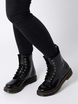 Bottines 1460 Black Distressed Patent En Cuir Dr martens Noir women 27774001-vue-porte