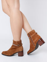 Bottines  Talon Vino En Cuir Mam