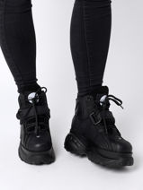Sneakers Calf Uit Leder Buffalo Zwart women 1534040-vue-porte