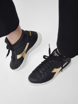 Sneakers Game L High Waxed En Cuir Diadora Noir unisex 91579060-vue-porte