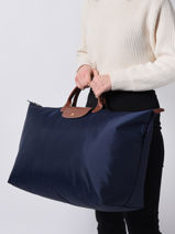 Longchamp Le pliage original Sac de voyage Bleu-vue-porte