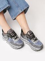 Sneakers Maxi Wonder Glitter Liu jo Blauw women 103TX007-vue-porte