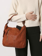 Sac  Main Dewashed Cuir Milano Marron dewashed DE20072-vue-porte