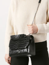Sac Rabat M Ninon Croco Cuir Lancel Bleu ninon A10930-vue-porte