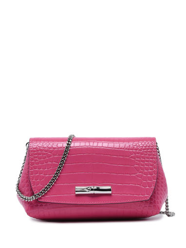 Longchamp Roseau Croco Sac port travers Rose