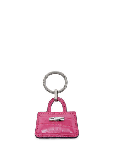 Longchamp Roseau Croco Porte cls Rose