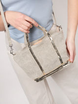 Sac Bandouli�re Baby Cabas Lin Paillettes Vanessa bruno Jaune cabas lin 31V40410-vue-porte