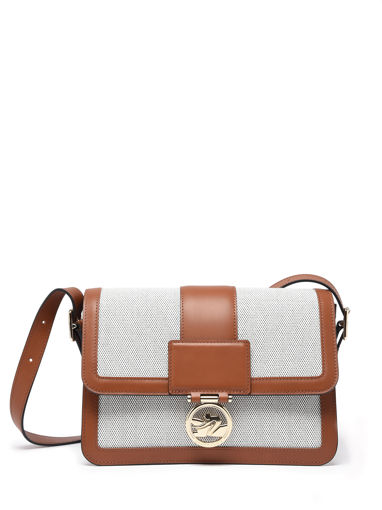 Longchamp Box-trot toile Cross body tas Bruin