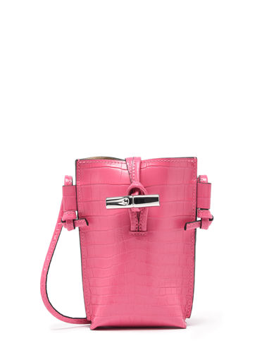 Longchamp Roseau Croco Etui ipod/cd Rose