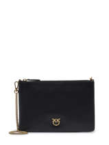 Sac Bandoulire Classic Love Flat Bag Cuir Pinko Noir love bag icon A0F1