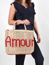 Shoppingtas "amour" Van Jute The jacksons Rood word bag AMOUR-vue-porte