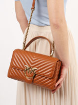 Sac Port paule Love Bag Quilt Cuir Pinko Marron love bag quilt A0GK-vue-porte