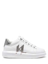 Sneakers Kapri Monogram Stone Uit Leder Karl lagerfeld Wit women KL62516D