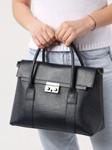 Sac Port Main Caviar Cuir Milano Bleu caviar CA22064-vue-porte