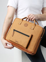 Porte Documents (main) 2 Compartiment + Pc 15" Cabaia Marron laptop MESS-vue-porte